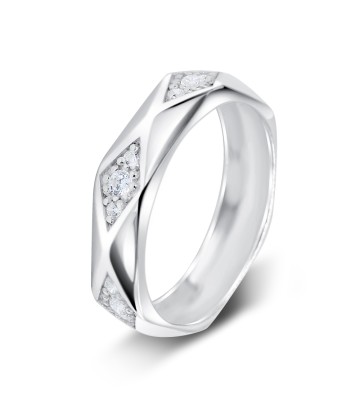 Triangular Shape with CZ Stone Silver Ring NSR-4033